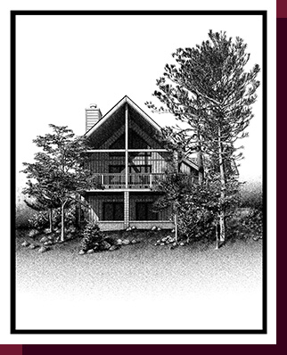 Home Portraits: Pen and Ink House Portraits, Renderings & Illustrations - Arizona Mountain House Pen & Ink House Portrait