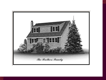 Home Portraits - Pen & Ink House Portraits, Renderings, & Illustrations - Cedar Cape Pen & Ink House Portrait - Click to View Larger Image