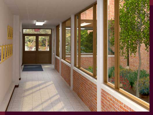 Architectural Rendering & 3D Computer Modeling - Greenlawn First Presbyterian Church Hallway Redesign