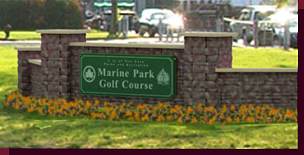 Architectural Rendering, 3D Computer Modeling & Photo Compositing - Marine Park Golf Course New Entry Gates - Close-Up View - Click on Image to Return to Full View