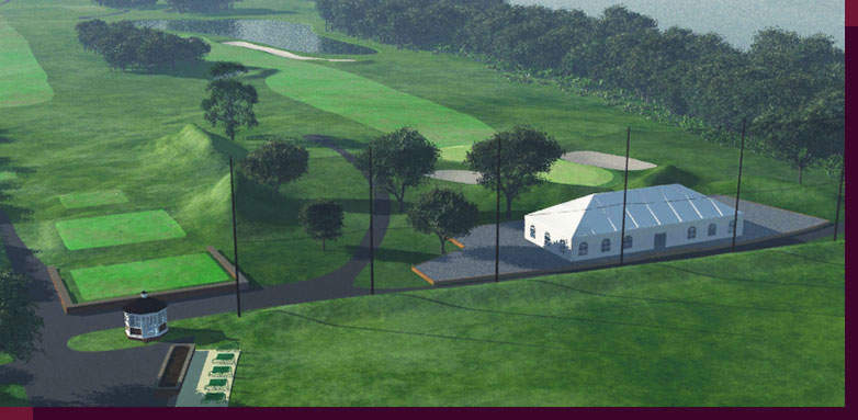 3d Rendering and modeling of Golf Courses - Marine Park Golf Course - New Tenth Green and Hospitality Tent - View-B