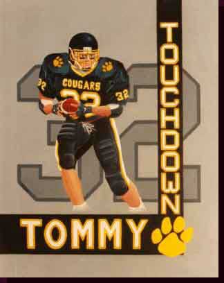 Sports Art Football Art Paintings - Commack Cougars Artwork, Commack Cougars Football Paintings - Touchdown Tommy