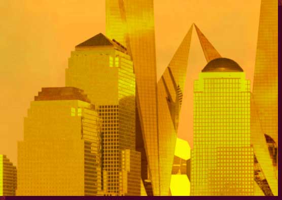 Architectural Rendering & 3D Computer Modeling - New World Trade Center Design - Freedom Towers Rendering Close-up - Click on Image to Return to Full View