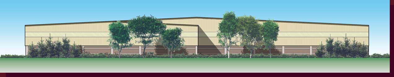 Architectural Rendering & 3D Computer Modeling - Colored Elevation - Riverhead Building Supply - New Warehouse Front Elevation