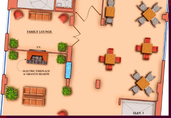  Colored Floor Plans - Proposed Rehab Suite Dining Area Color Floor Plan Rendering - Click on Image to Return to Full View